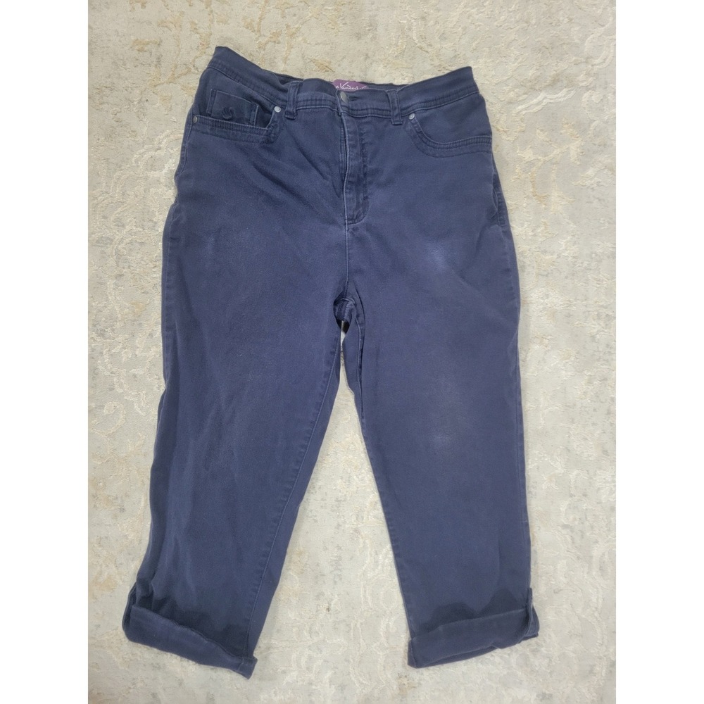 Gloria Vanderbilt Amanda Navy Blue Tapered Leg Pants Womens 10 Classic Rise
